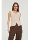 Moodo Топ с декоративни копчета бежов Moodo