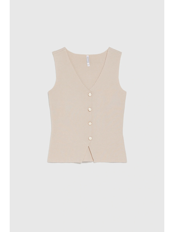 Moodo Топ с декоративни копчета бежов Moodo