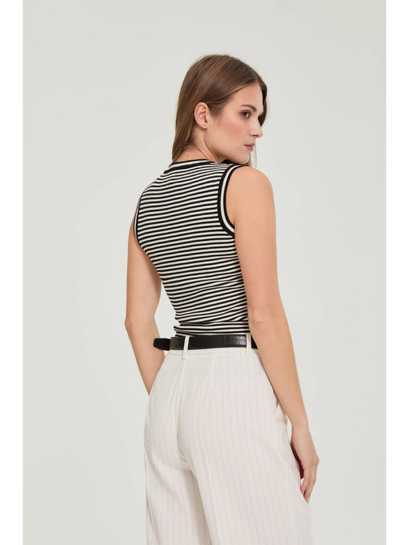 Moodo Топ на райета бяло и черно Moodo