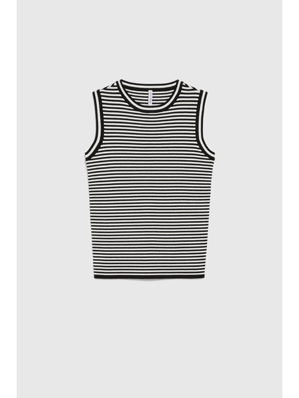 Moodo Топ на райета бяло и черно Moodo