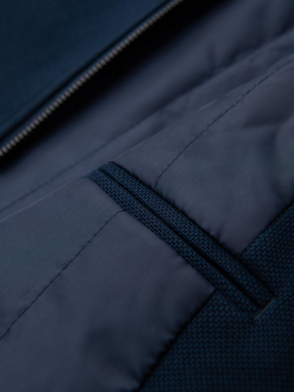 Ombre Clothing Мъжко приталено структурирано палто с висок яка - тъмно синьо V2 OM-COWC-0136 Ombre Clothing