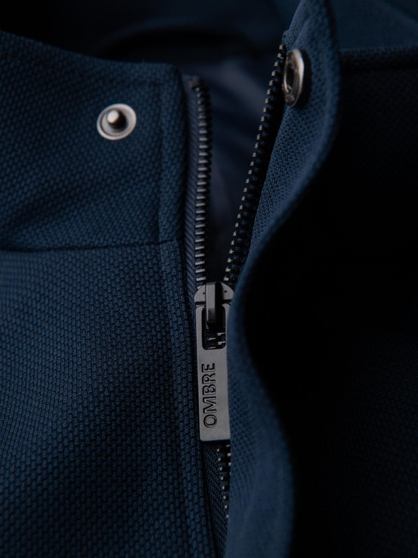 Ombre Clothing Мъжко приталено структурирано палто с висок яка - тъмно синьо V2 OM-COWC-0136 Ombre Clothing