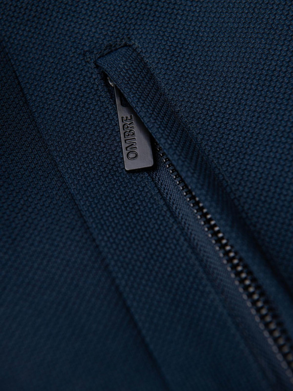 Ombre Clothing Мъжко приталено структурирано палто с висок яка - тъмно синьо V2 OM-COWC-0136 Ombre Clothing