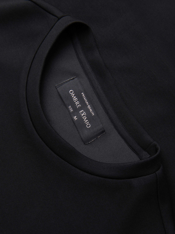 Ombre Clothing Мъжки суитшърт с блясък печат на гърдите - черен V1 OM-SNBC-0199 Ombre Clothing