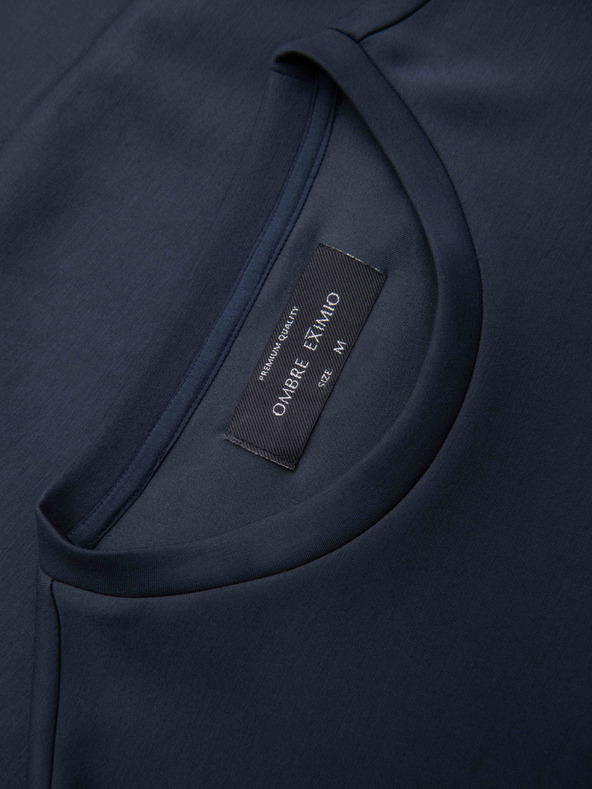 Ombre Clothing Мъжки суитшърт с блестящ печат на гърдата - тъмносин V4 OM-SNBC-0199 Ombre Clothing