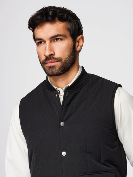 Ombre Clothing Мъжка светла елек без ръкави със вертикално прошиване - черен V1 OM-JAVJ-0323 Ombre Clothing