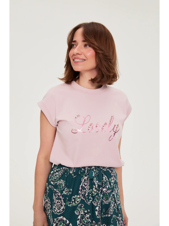 Moodo Блуза с надпис розова Moodo