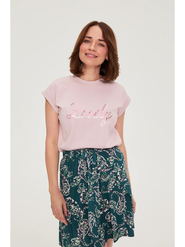 Moodo Блуза с надпис розова Moodo