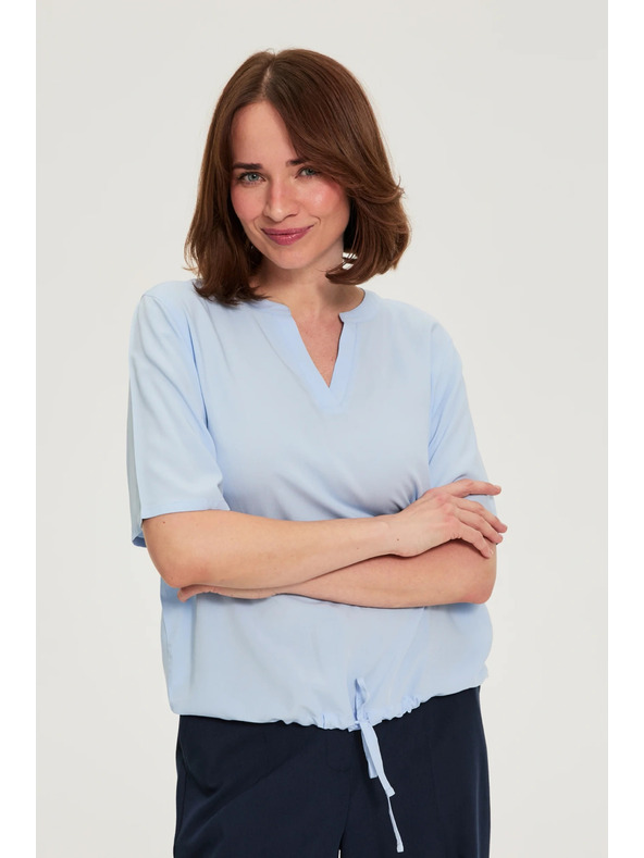 Moodo Вискозна риза с връзване синя Moodo