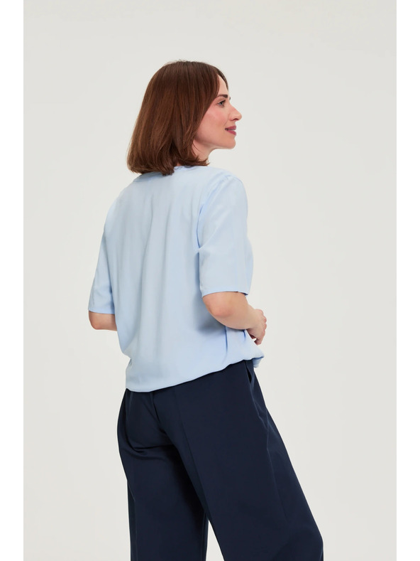 Moodo Вискозна риза с връзване синя Moodo