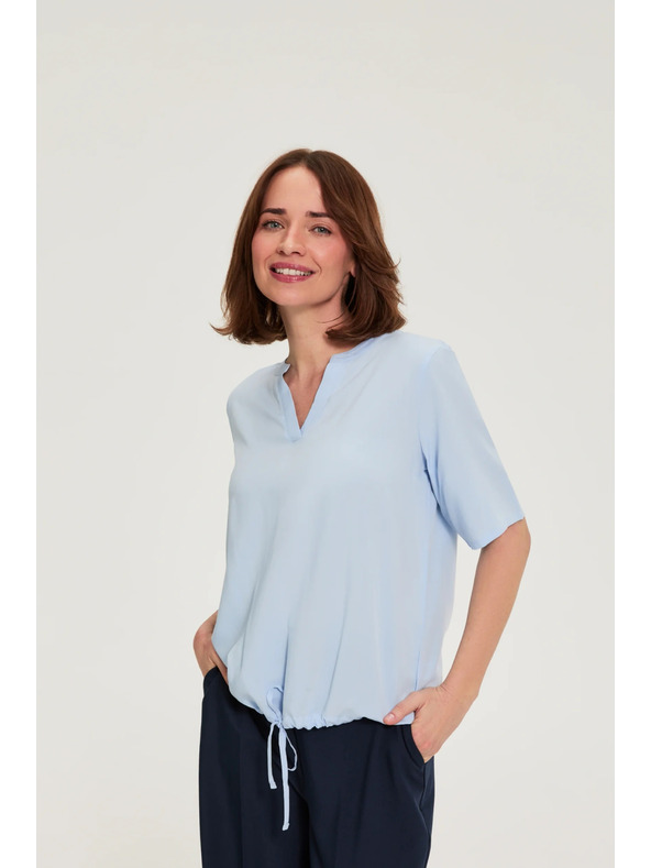 Moodo Вискозна риза с връзване синя Moodo