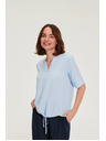 Moodo Вискозна риза с връзване синя Moodo