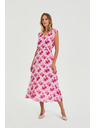 Moodo Миди рокля с цветя розова Moodo