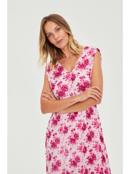 Moodo Миди рокля с цветя розова Moodo
