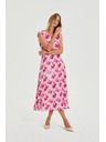 Moodo Миди рокля с цветя розова Moodo