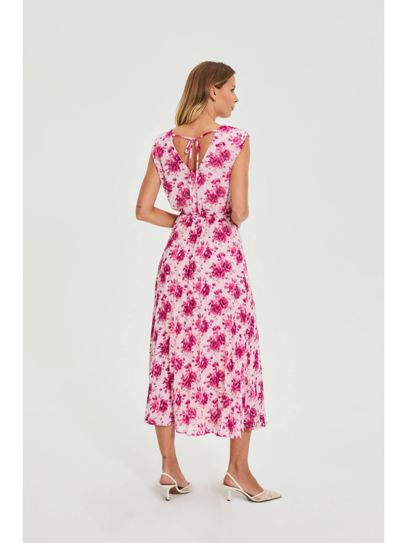 Moodo Миди рокля с цветя розова Moodo