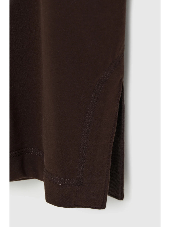 Moodo Суитшърт с качулка и къси ръкави кафяв Moodo