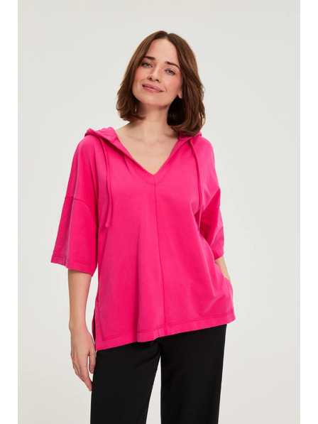 Moodo Суитшърт с качулка и къси ръкави пурпурен Moodo