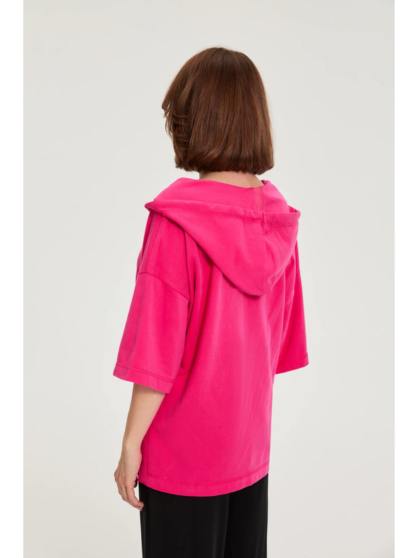 Moodo Суитшърт с качулка и къси ръкави пурпурен Moodo