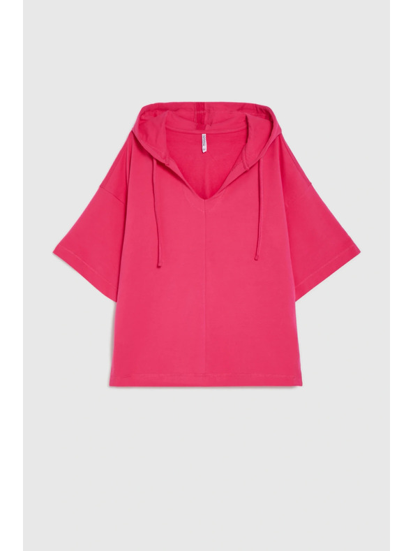 Moodo Суитшърт с качулка и къси ръкави пурпурен Moodo