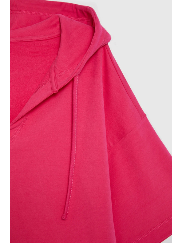 Moodo Суитшърт с качулка и къси ръкави пурпурен Moodo