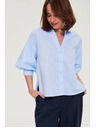 Moodo Раирана риза с пухкави ръкави светлосиня Moodo