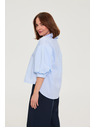 Moodo Раирана риза с пухкави ръкави светлосиня Moodo