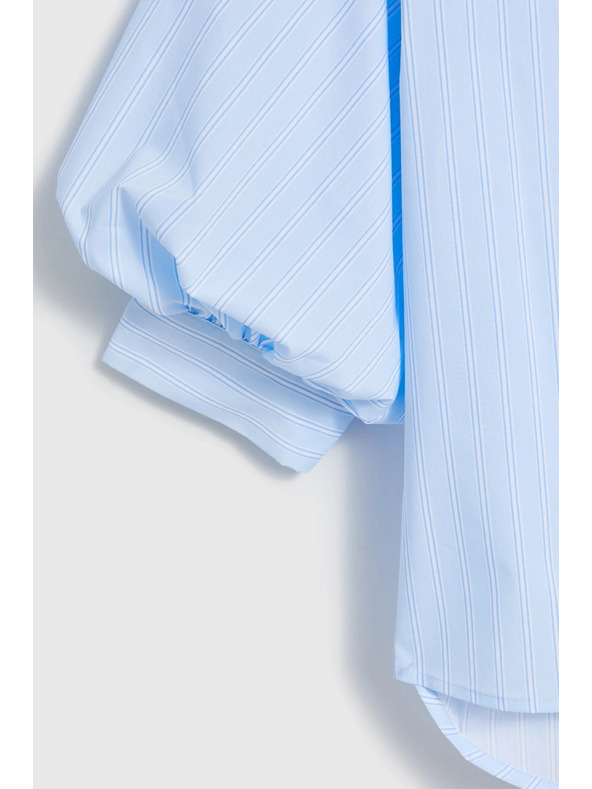 Moodo Раирана риза с пухкави ръкави светлосиня Moodo