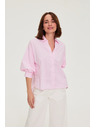 Moodo Раирана риза с пухкави ръкави розова Moodo