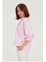 Moodo Раирана риза с пухкави ръкави розова Moodo