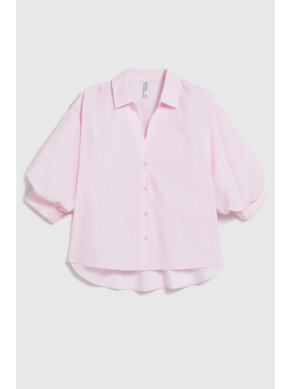 Moodo Раирана риза с пухкави ръкави розова Moodo