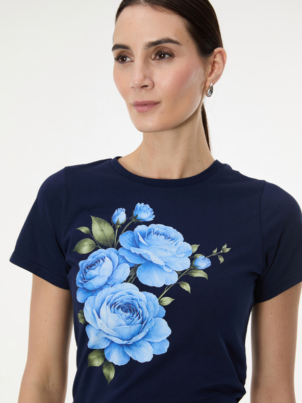 Orsay Тъмносиня дамска тениска с принт ORSAY