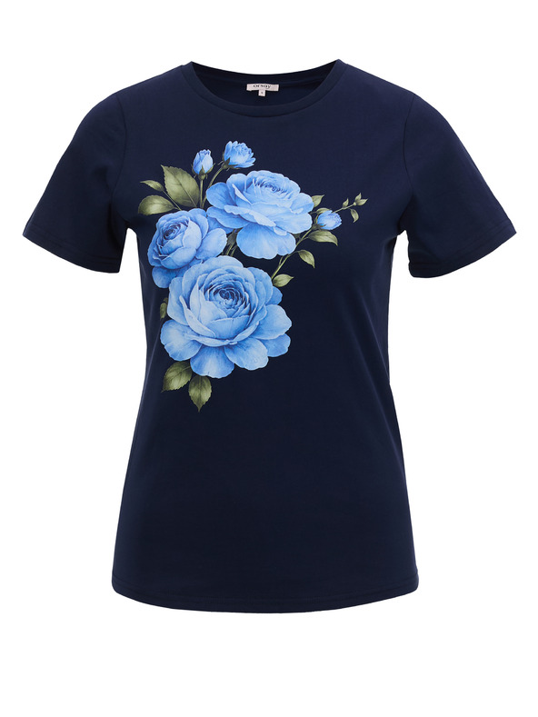 Orsay Тъмносиня дамска тениска с принт ORSAY