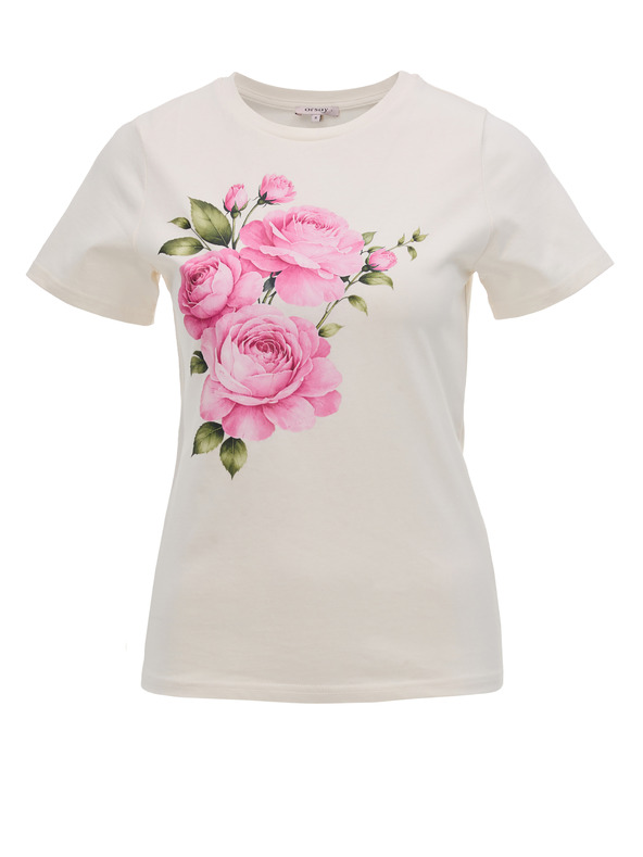 Orsay Кремава дамска тениска с принт ORSAY