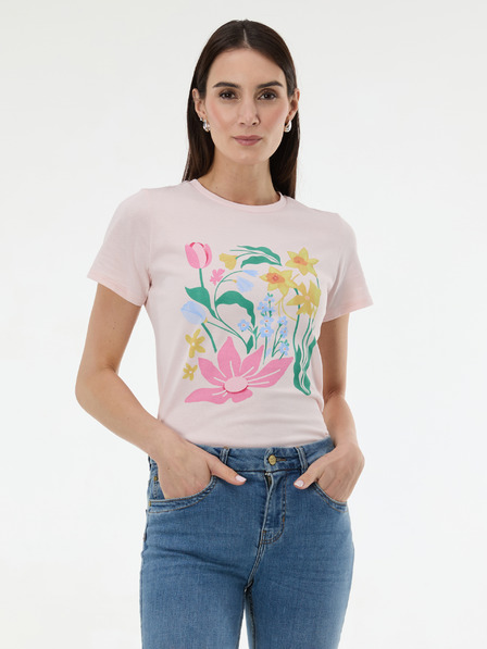 Orsay Светлорозова дамска тениска с принт ORSAY