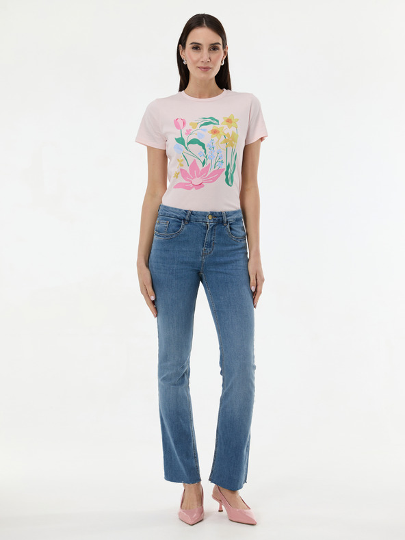 Orsay Светлорозова дамска тениска с принт ORSAY