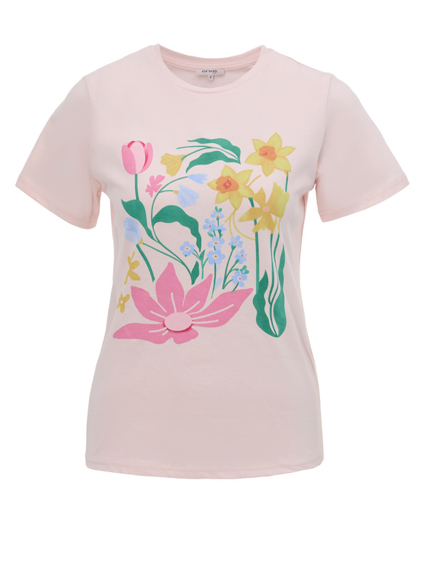 Orsay Светлорозова дамска тениска с принт ORSAY