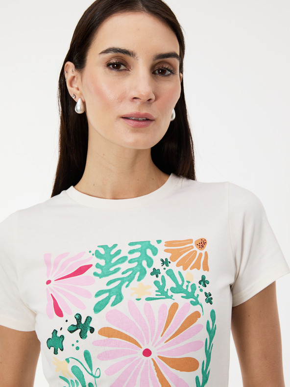 Orsay Бяла дамска тениска с принт ORSAY