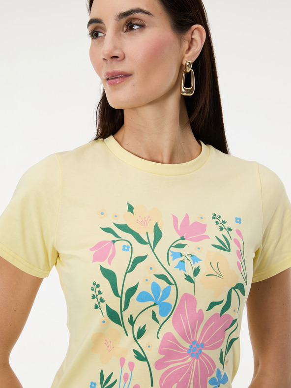 Orsay Жълта дамска тениска с принт ORSAY