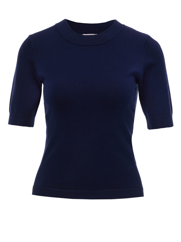 Orsay Тъмносин дамски пуловер с къс ръкав ORSAY