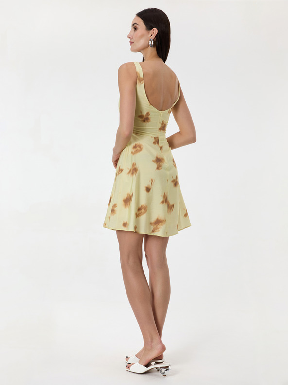 Orsay Жълта дамска рокля с шарка без ръкави ORSAY