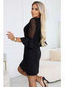 numoco Трапецовидна блестяща рокля с тюлени ръкави и V-образен деколте - черна