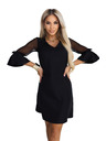 numoco Трапецовидна блестяща рокля с тюлени ръкави и V-образен деколте - черна