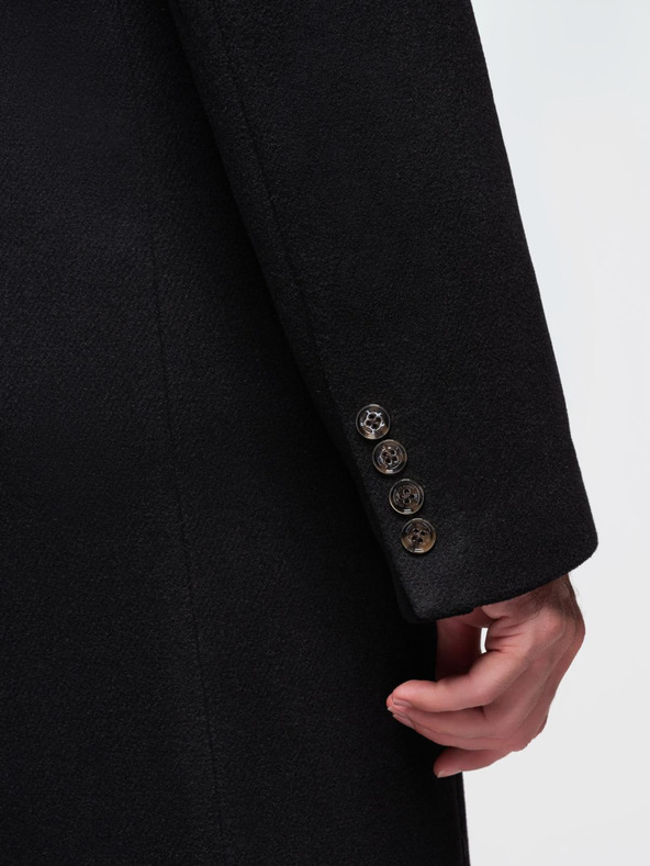 Ombre Clothing Мъжко вълнено двуредово палто - черно V2 OM-COWC-0133 Ombre Clothing