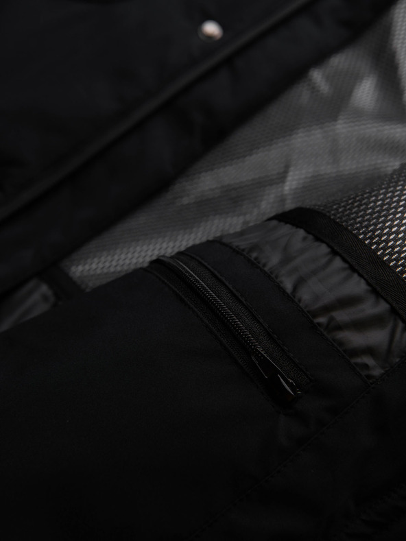 Ombre Clothing Мъжко зимно яке със сваляща се качулка от водоустойчива тъкан - черно V3 OM-JAHP-0306 Ombre Clothing