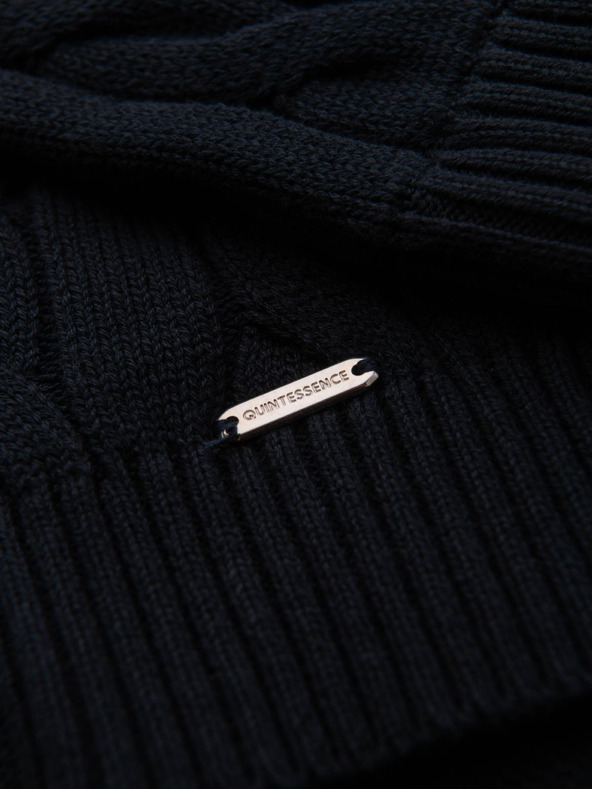 Ombre Clothing Мъжки карирана плетена пуловер с цип - черен V2 OM-SWZS-0138 Ombre Clothing