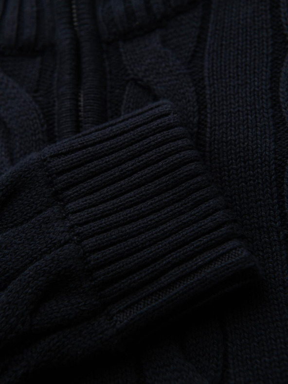 Ombre Clothing Мъжки карирана плетена пуловер с цип - черен V2 OM-SWZS-0138 Ombre Clothing