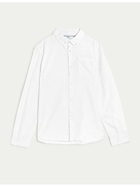 Marks & Spencer Оксфордска риза от чиста памучна тъкан (6–16 години) Marks & Spencer бяла