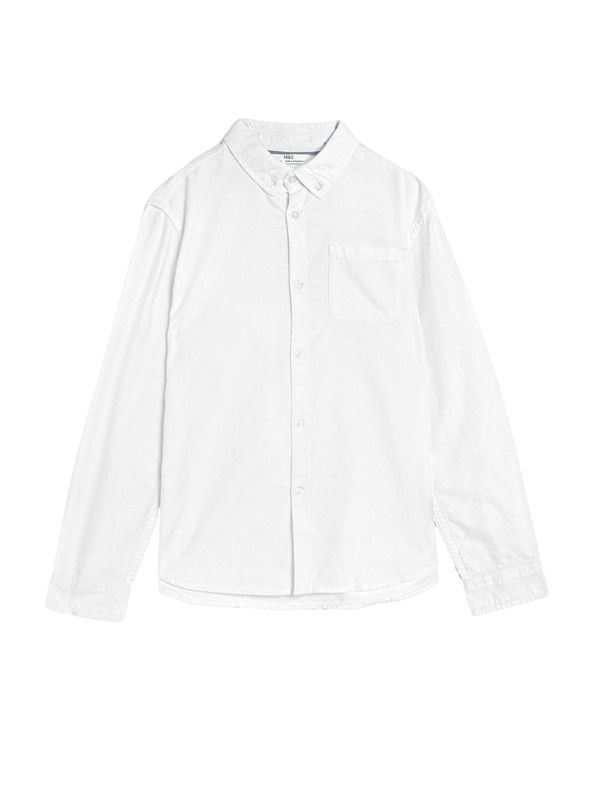 Marks & Spencer Оксфордска риза от чиста памучна тъкан (6–16 години) Marks & Spencer бяла