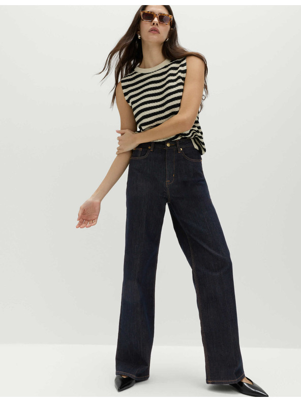 Marks & Spencer Елегантни дънки с широки крачоли и висока талия Marks & Spencer тъмносини